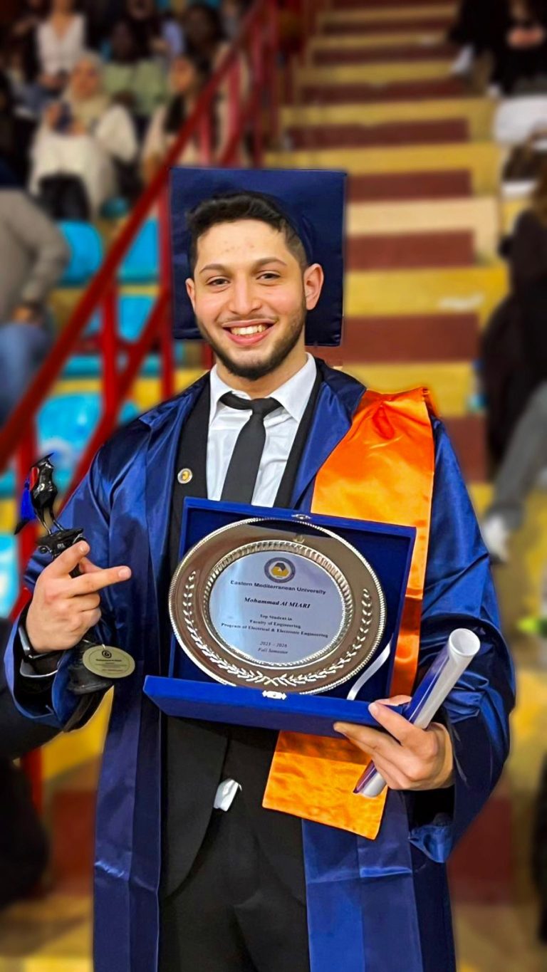 الفلسطيني محمد الميعاري يتصدر كليات الهندسة في جامعة شرق البحر المتوسط