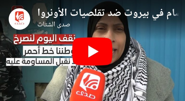 شاهد صرخة اللاجئة فاطمة الأمين خلال اعتصام في بيروت ضد تقلصيات الانروا