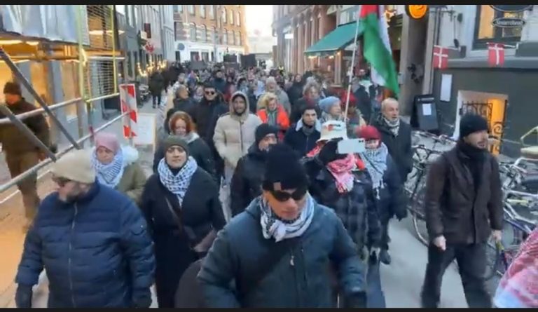 مظاهرة في كوبنهاغن دعماً لفلسطين ونصرة لغزة